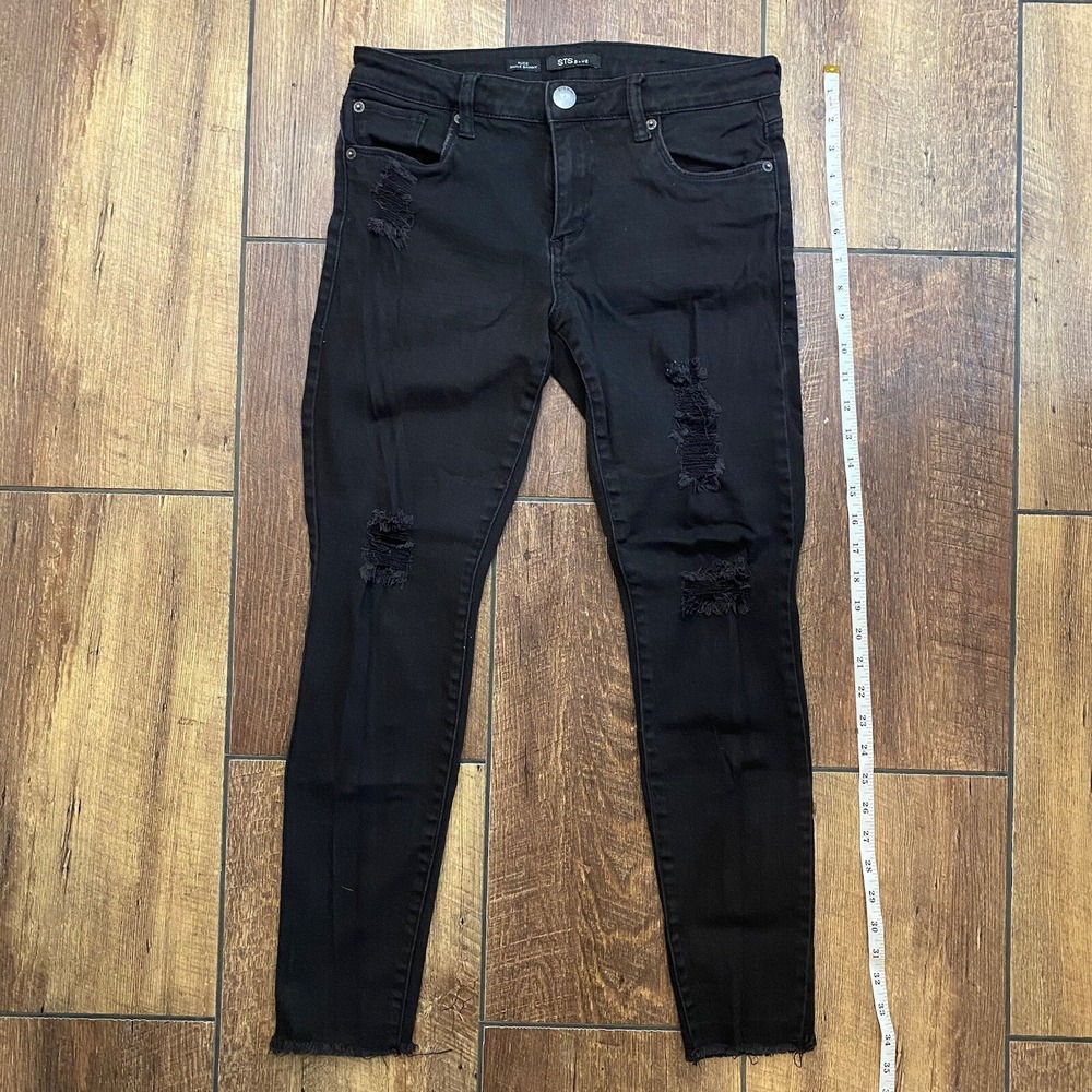 STS Jeans Womens 28 Alice Ankle Skinny Black Distressed
